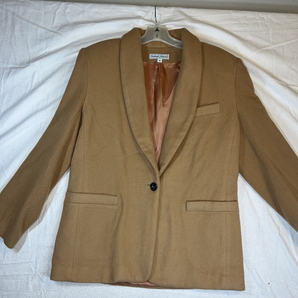 Stephanie Andrews Camel Color Blazer Lined Size 10 Natural Fibers
